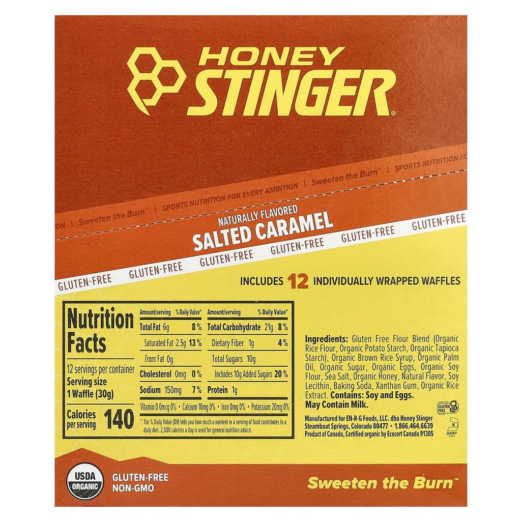 Honey Stinger, Energy Waffle, Salted Caramel, 12 Waffles, 30g (1.06oz) Each
