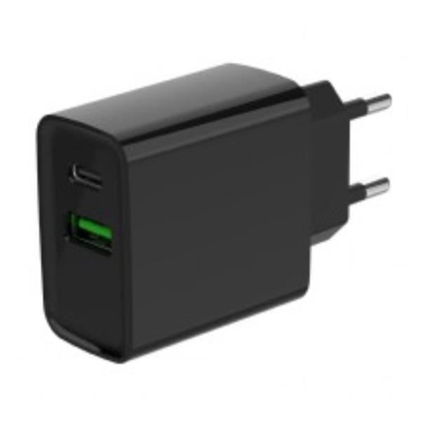 Chargeur USB Rapide - GEMBIRD - 2 Ports - 20W - QC 3.0 - PowerDelivery - Noir
