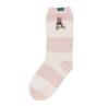 Starbucks Collaboration Gela Pique Powder Bear Embroidered Border Socks, Soft Pink