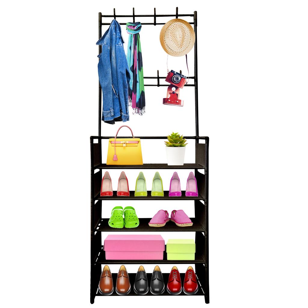 Hallway Coat Rack Organizer Entrance Plus Nyana Home 5 Shelves Shoe Rack 20 Pairs 8 Hangers 169x60x28cm