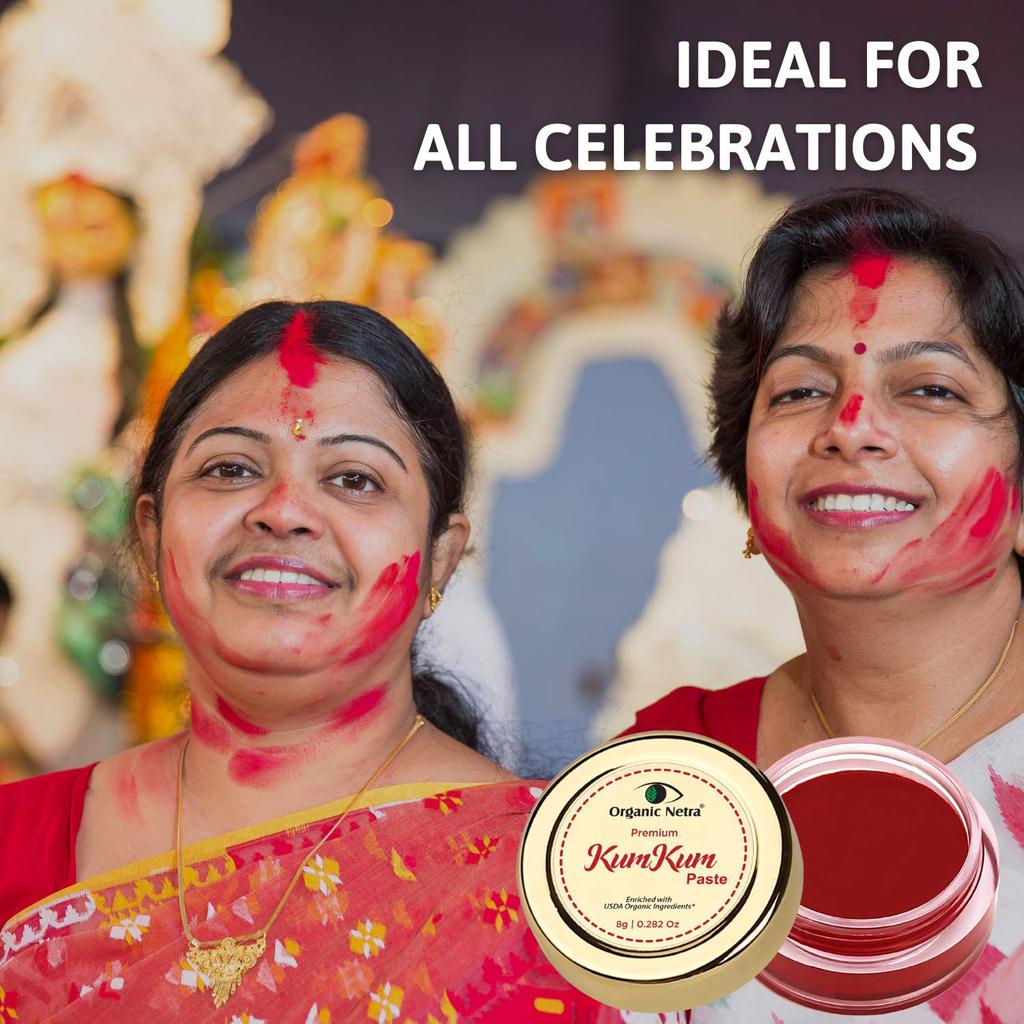 Organic Netra Premium Kumkum (Sindoor) Paste Waterproof Natural Organic Red Color 0.2 Oz