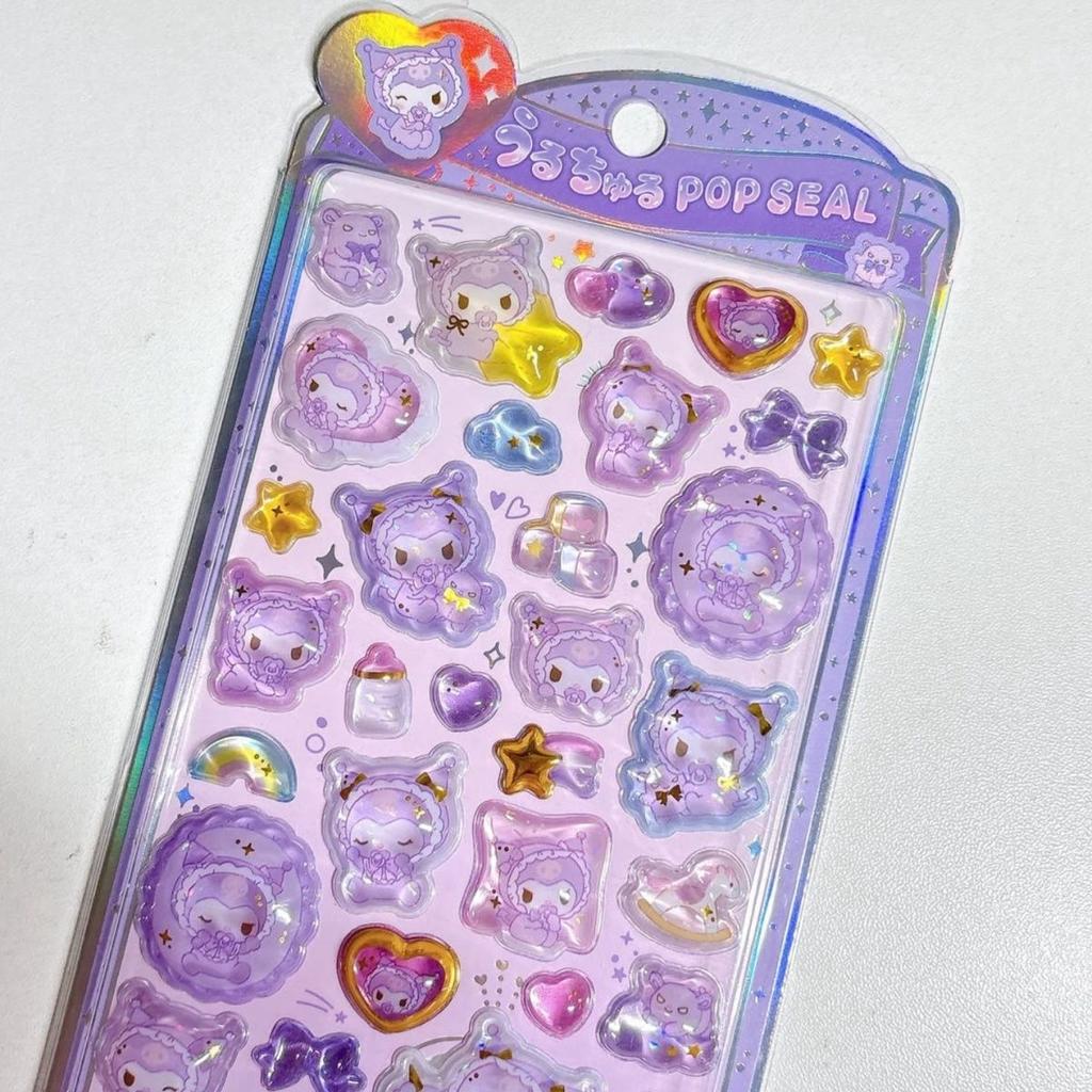 New Product Hot Stamping Crystal Relief Sticker Kulomi Melody Jade Guigou Solid Three-Dimensional Sticker