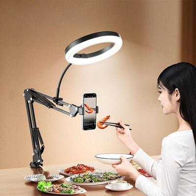 Профессиональная накладная стойка для телефона с заполняющим светом для прямых трансляций, записи на рабочем столе, видеоблогов и фотосъемки книг