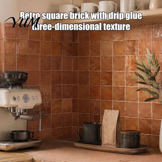 Durable Waterproof Adhesive Sheets Square Checkered Wall Tiles Stickers, Self Retro PET Panels, Oil Proof Heat Resistant Stove Decals Easy Peel