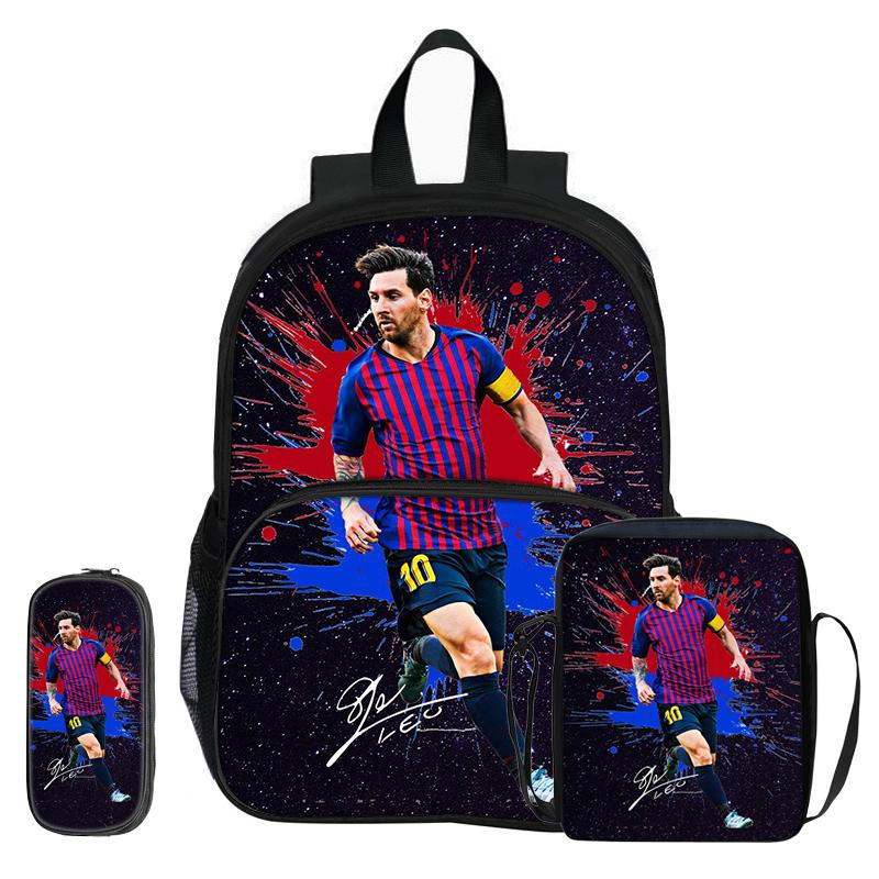 Набор из 3 предметов M-Messi с передним карманом Рюкзак Футбольные Спортивные Сумки через плечо Пенал Футбольной звезды Школьные сумки для учеников Рюкзак