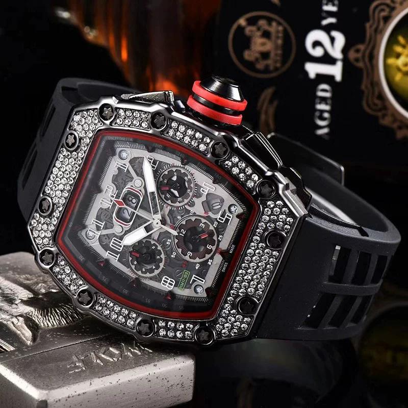 Precision Quartz Watch Barrel Watch Business Fashion Alloy Carved Fashion Pointer Quartz Watch Alloy Diamond Case