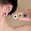 Silver Needle Color Spray Paint Flower Stud Earrings Simple, Small and Versatile High-end Earrings Fashionable Small Fresh and Sweet Earrings