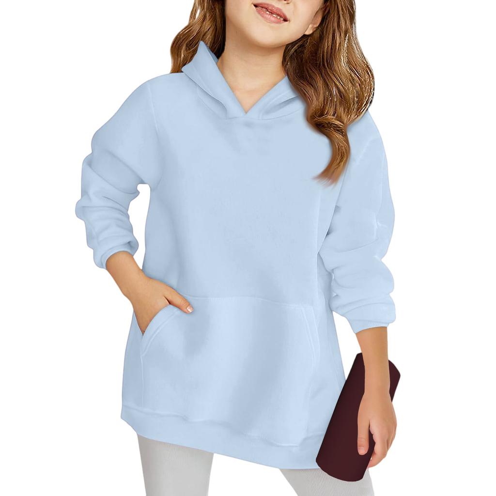 Зимние однотонные толстовки с капюшоном и длинными рукавами для мальчиков и девочек