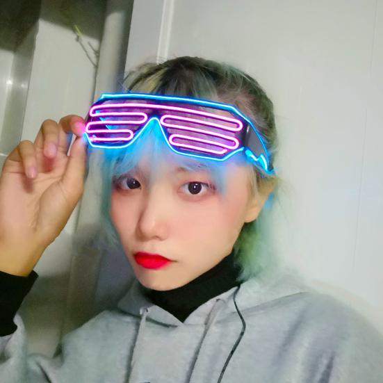 Light Up Neon Rave Glasses Flashing Shutter Glasses El Wire LED Sunglasses Glowing DJ Costumes for 80s Parties Music Festival