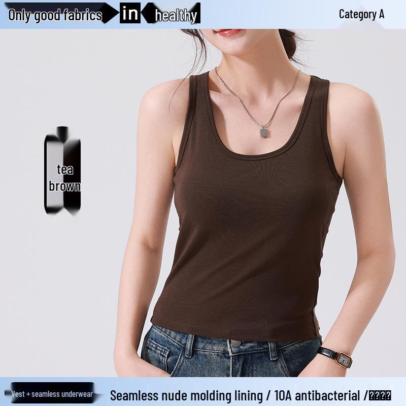 Весенне-летний мягкий топ-майка из тенсела на бретелях-борцовках со встроенными чашечками - Обтягивающий элемент верхней одежды