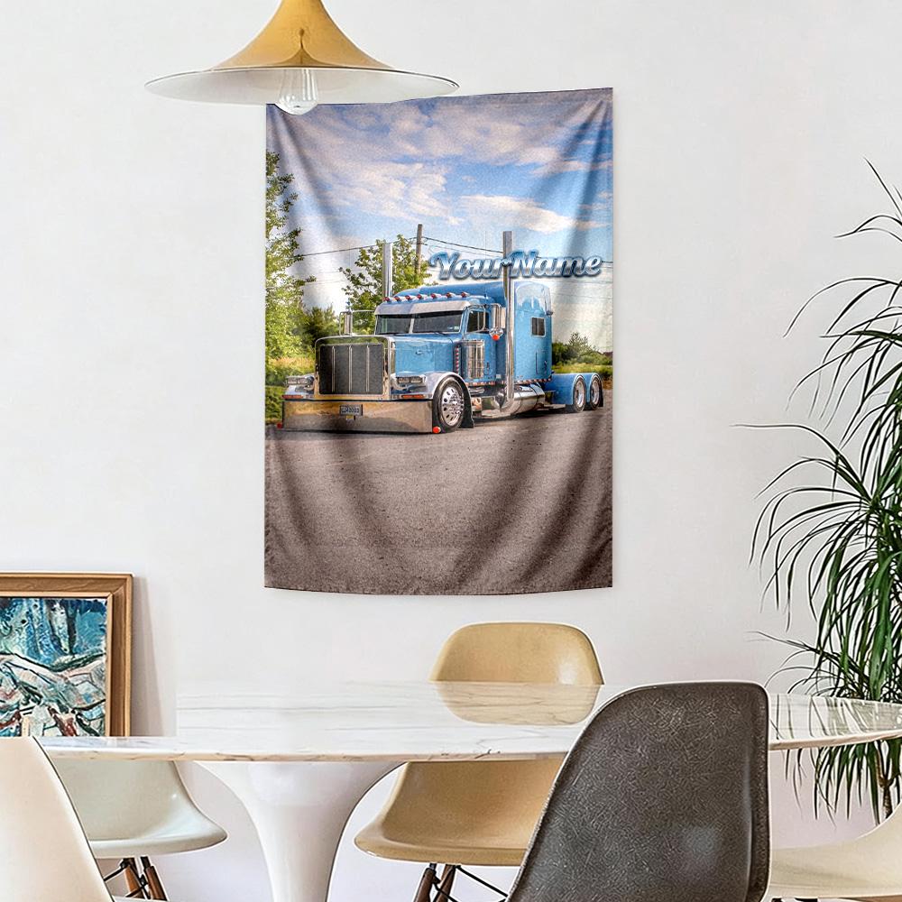 Peterbilt Heavy Trucks Custom Your Name Wall Decor Tapestry Art For Pet Memorial Birthdaywedding Party Backdrop Family Gift