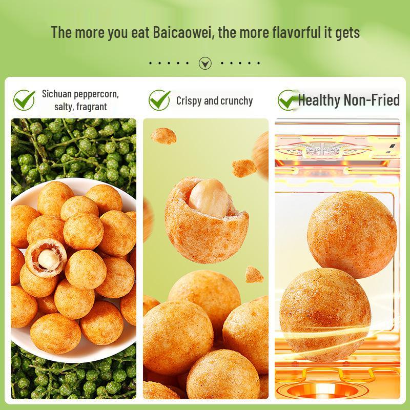 BaiCaoWei Tengjiao Flavor Crispy Peanuts 70g - Roasted Snack Side Dish