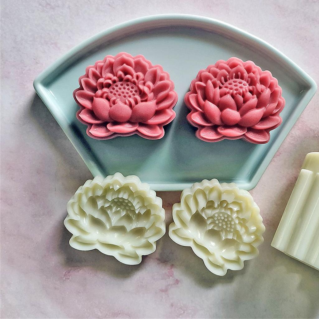 Форма для лунных пряников с ручным нажатием, форма из АБС-пластика, уникальная форма для выпечки цветов лотоса, китайская выпечка, форма для выпечки десертов