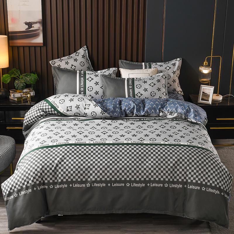 Утолщенный потертый комплект из четырех простых простыней из твила, пододеяльников, постельного белья