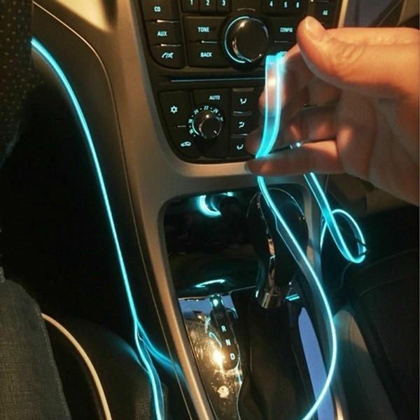 3/5M Автомобильные светодиодные холодные фонари Гибкая неоновая проволока Авто Лампы на автомобиле Холодный свет Полосы Линия Декоративные