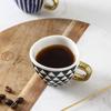 Small Ceramic Espresso Cup American Hand Painted Geometric Irregular Coffee Cup with Gold Handle Milk Tea Mug Home Accessories