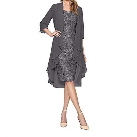 Кружевная шифоновая юбка-миди для通勤 и облегающее платье - комплект из двух предметов