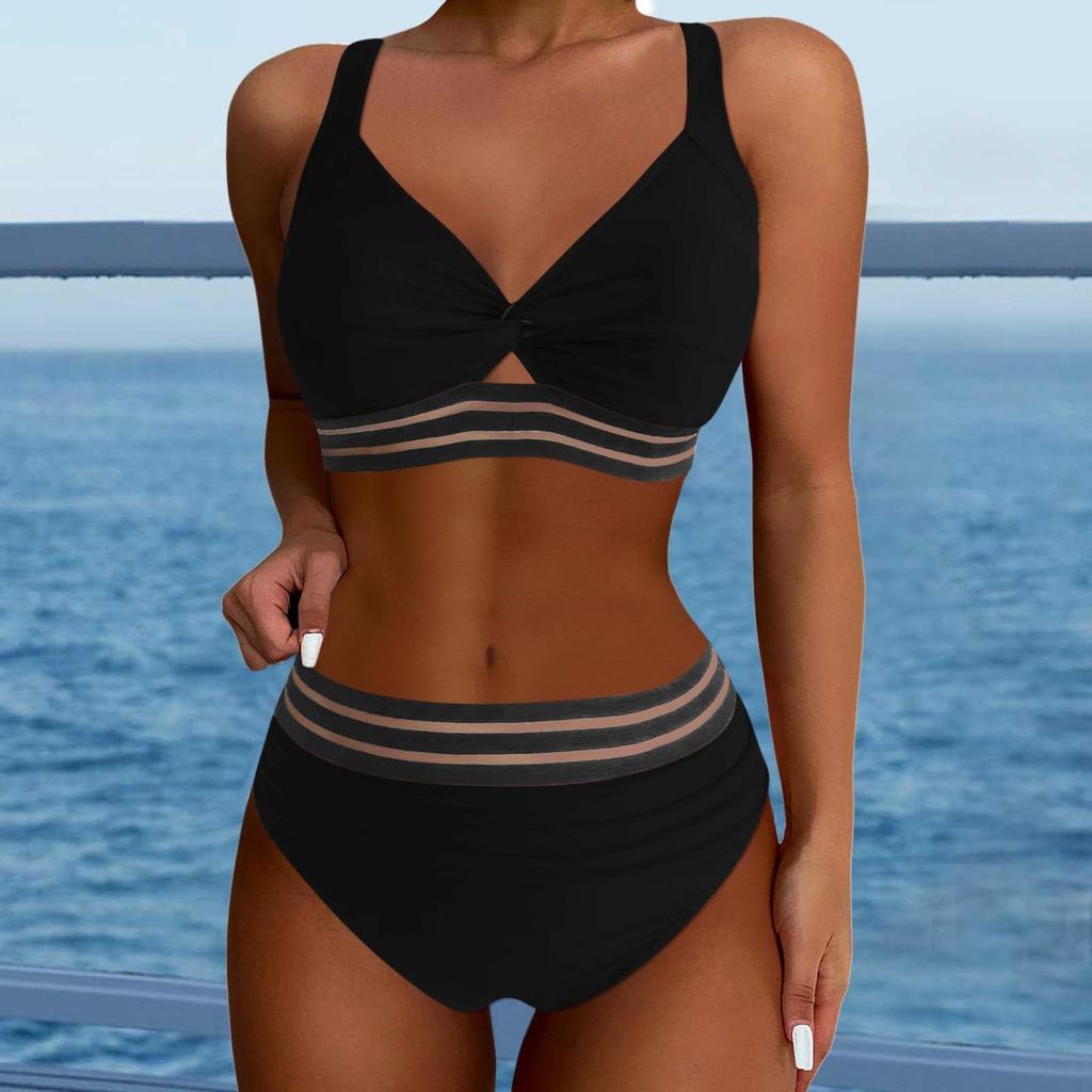 Женский раздельный модный бикини однотонный сексуальный с бюстгальтером без стального бюстгальтера купальник