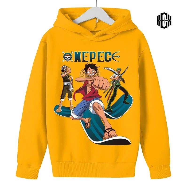 Japanese Anime Cartoon Graphic Sweatshirt for Children One Piece Roronoa Zoro Funny Luffy Ullzang
