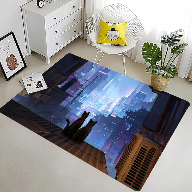 Забавный кот 3D-печать Большие ковры для дома Гостиная Детская спальня Диван Придверный коврик Кухонные коврики Противоскользящий Декор