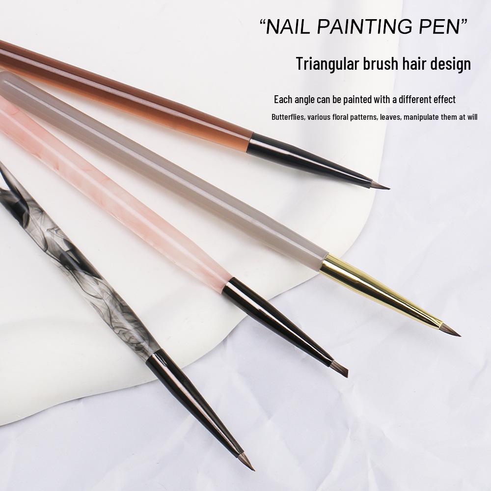 Popular Chinese Style Nail Art Brush with Translucent Acrylic Penholder for Triangle Stroke and Flower Designs
