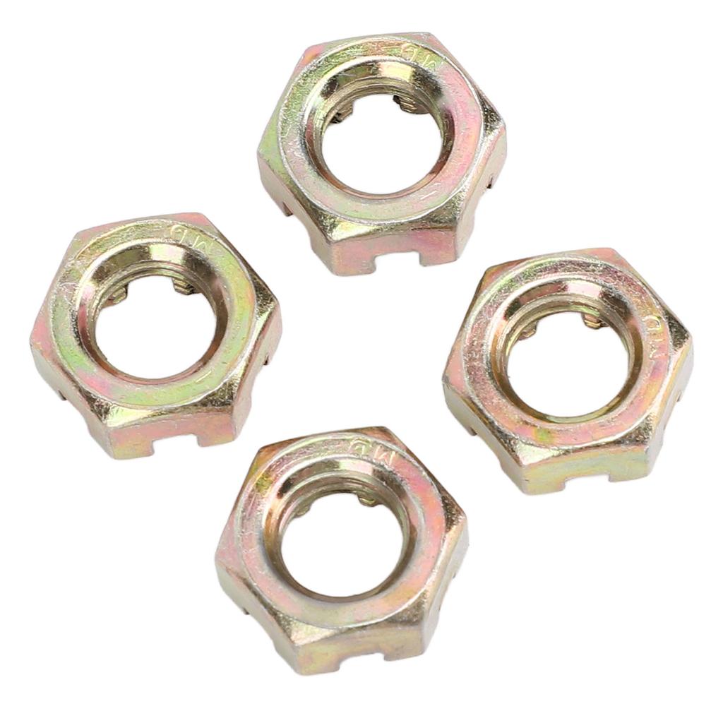 4PCS M10 Hex Slotted Nuts Steel Alloy Zinc Plating Wheel Alxe Hub Castle Nut for 50 To 100cc Quad Dirt Bike ATV Go Kart