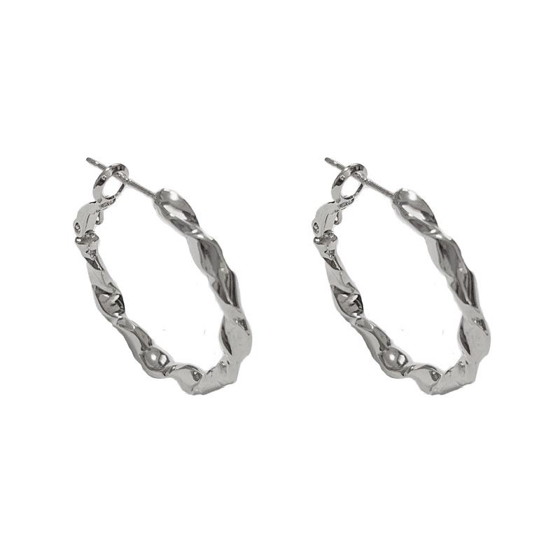 Personalized Fashion Twisted Metal Hoop Earrings For Women Minimalist Light Luxury Jewelry