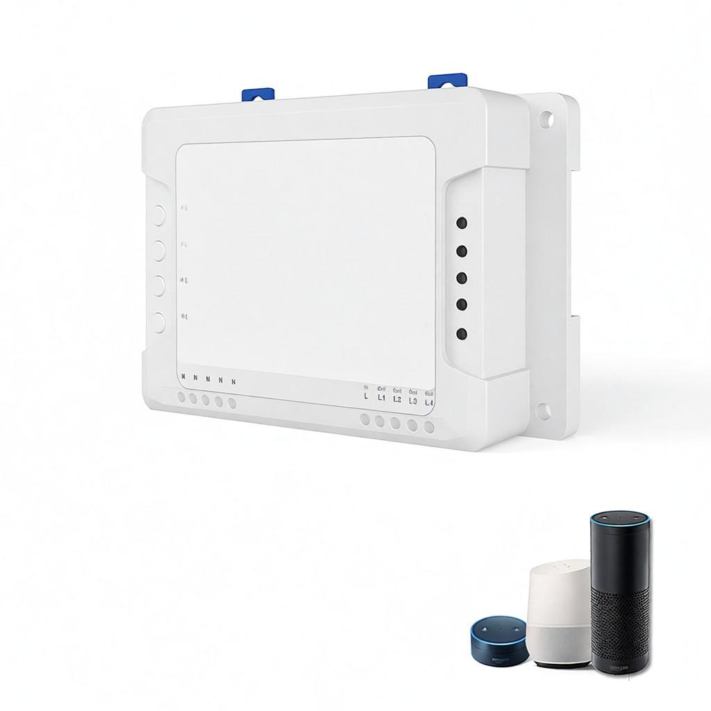 Sonoff 4CH R3 ITEAD 4 Gang WiFI Switch 4 Way Mounting WiFI Wireless Smart Switch Compatible with& for Google Home/Nest Smart Home