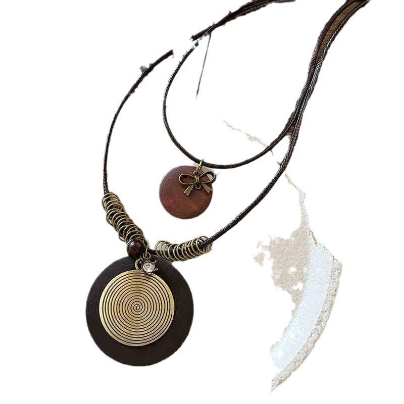 Ретро Китайское Кожаное Ожерелье Звезда Кисточка Перо - Женская Ключичная Цепочка