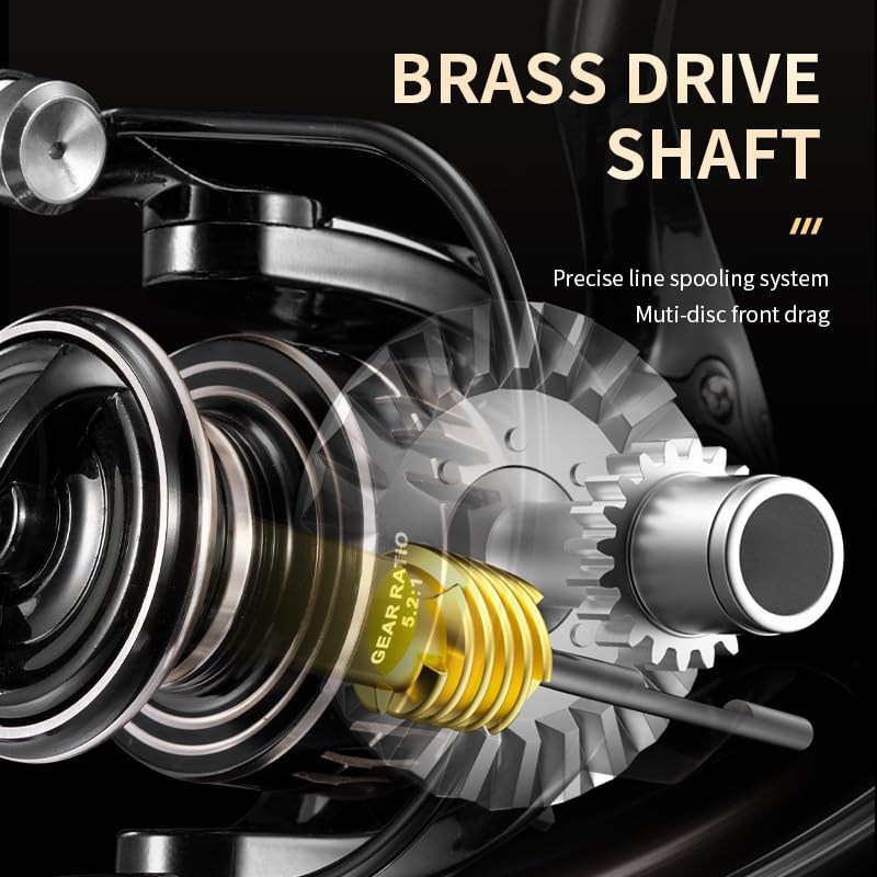 ROOBLINOS MG 2000-7000 Профессиональная спиннинговая рыболовная катушка с легким черным металлическим корпусом и плавным фрикционным механизмом для ловли карпа в пресноводных водохранилищах (MG6000)