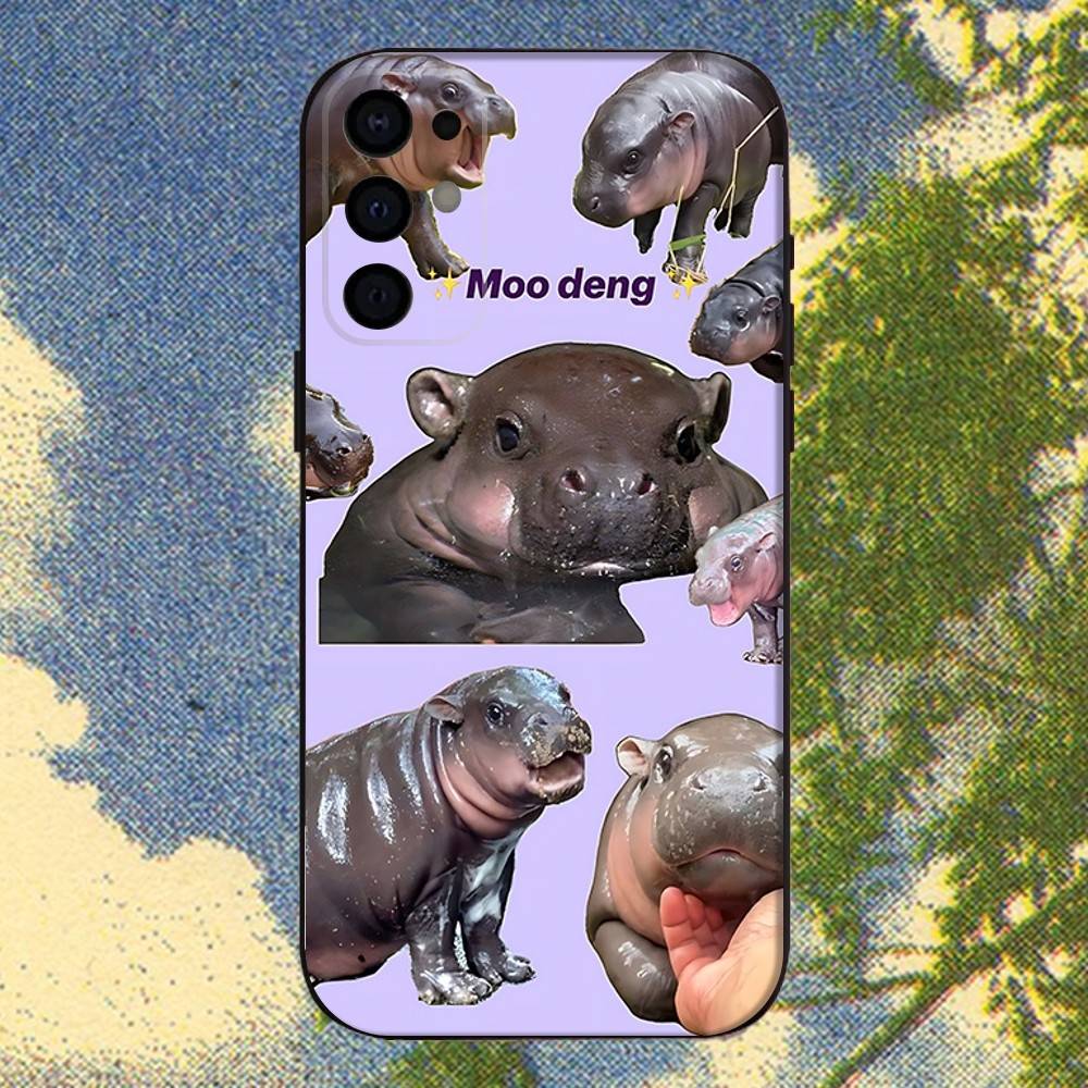 Чехол для телефона Moo Deng Hippo для Samsung S25, S24, S21, S22, S23, S30, Ultra, S20, Plus, Fe, Lite, Note, 10, 9, 5G Черный