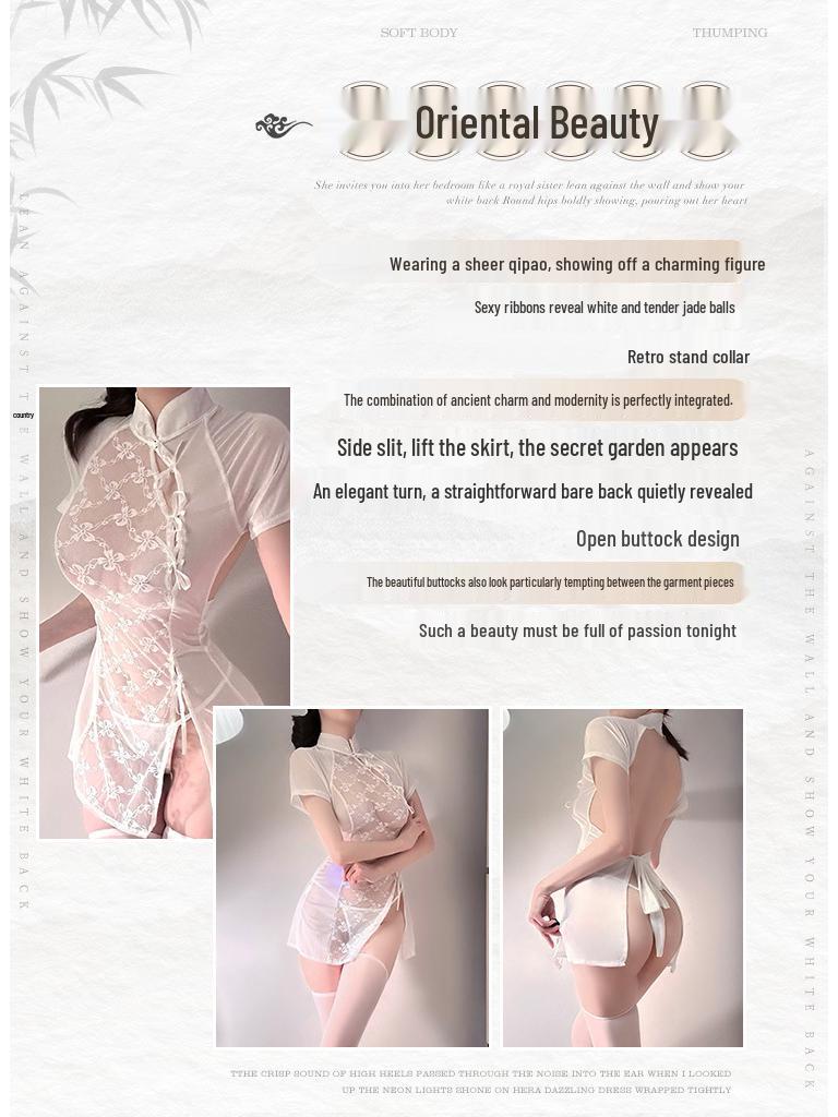 Соблазнительный кружевной комплект нижнего белья чонсам с разрезом 8345