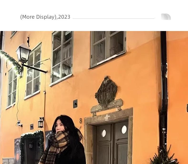 Уютная клетчатая шаль: Зимний темно-коричневый утолщенный теплый шарф 2023 года