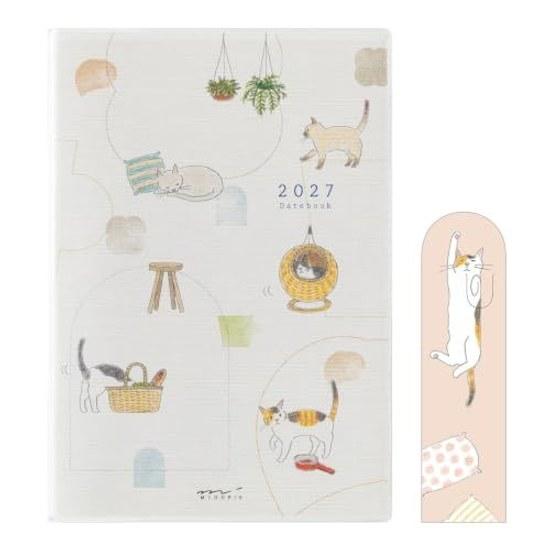 Midori Pocket Diary Planner 2027 B6 Weekly Limited Edition Bookmark Cat Pattern (Starts January 2027)