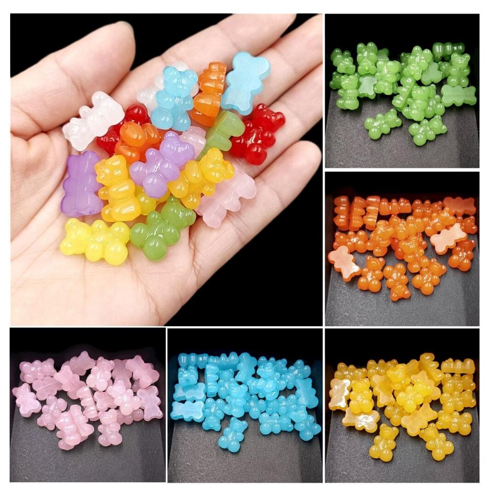 10 шт. Вертикальные отверстия светящиеся конфетные цвета DIY желейные бусины-медведи шпилька материал аксессуары ручной работы модный браслет ожерелье