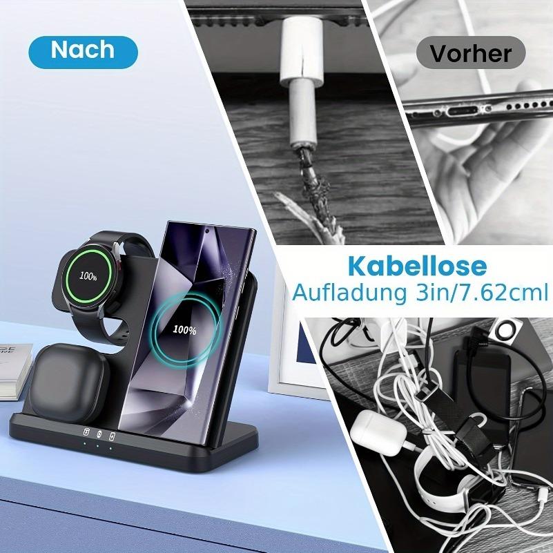 3 в 1 беспроводное зарядное устройство, подставка для быстрой зарядки, док-станция для Samsung Z Fold 5 4 3 S24 S23 Galaxy Watch 2-9 Active 2 Earbuds Pro