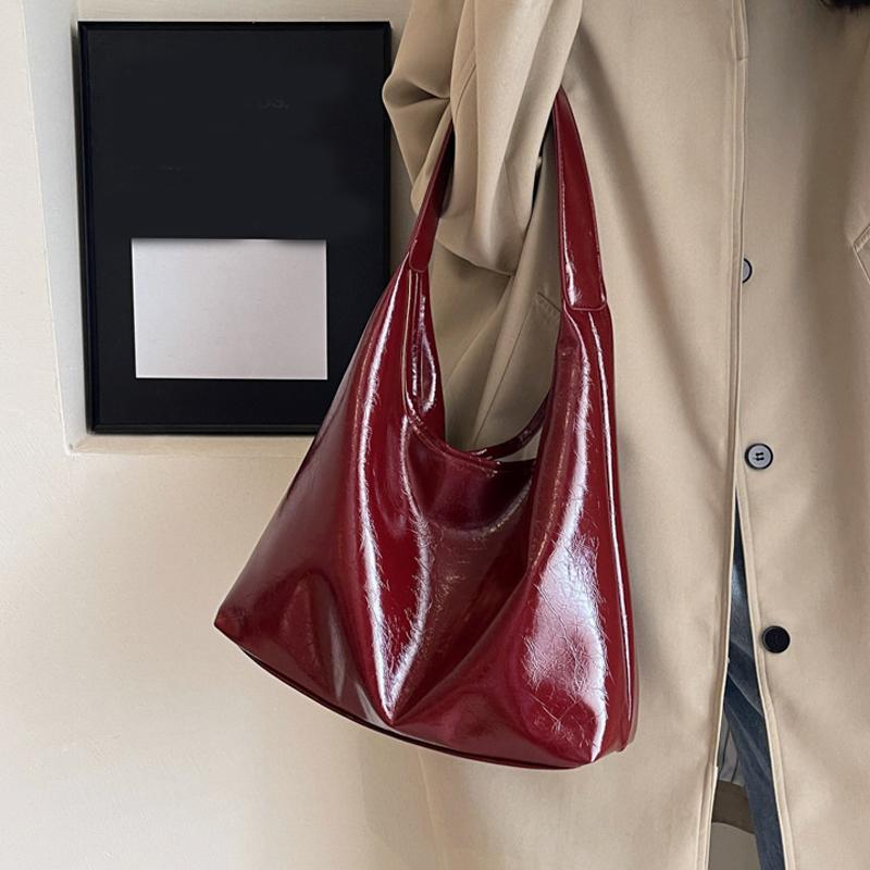 Yogodlns Мягкая качественная сумка из искусственной кожи подмышкой, винтажная винно-красная женская сумка через плечо, большая дорожная сумка, женская универсальная сумка-тоут
