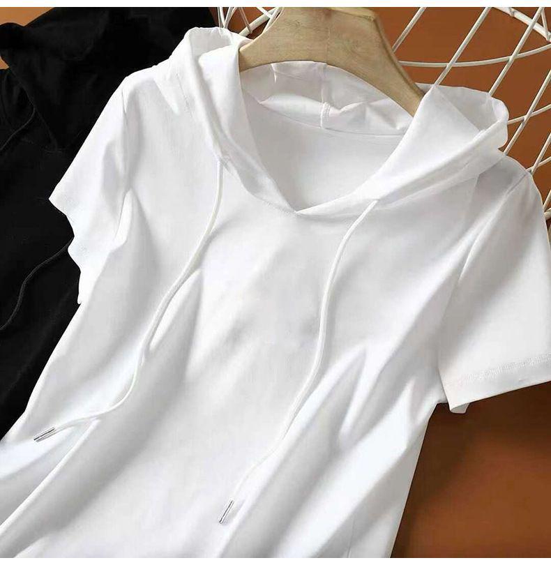 Women's Pure Cotton Loose Fit Hooded T-Shirt - 2025 Korean Style Summer Fashion