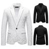 Men's Embossed Floral Blazer Jacket Formal Casual Suit for Men Stylish Single-Button Tailored Coat Multi-Color Male Fashion Outerwear