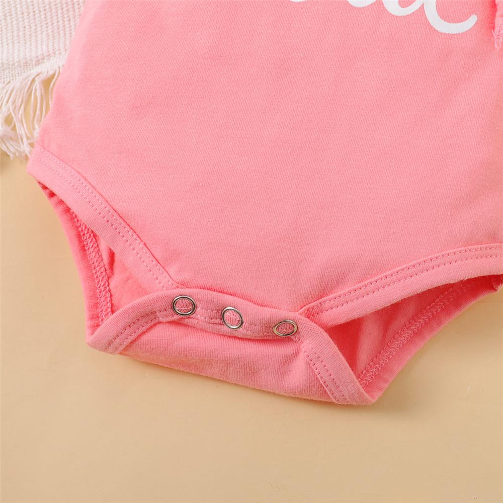 Fashion Letter Print Ruffle Sleeve Baby Bodysuit + Shorts  +Headband 3PCS for 0-18M Newborn Baby Girl Outfit Summer Casual Clothes Set