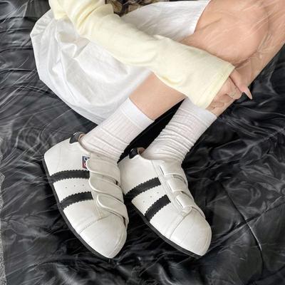 Кеды на платформе с ракушечным носком на липучках, немецкие тренировочные туфли женские, осень 2025, новинка, увеличивающие рост, универсальные спортивные и повседневные туфли с большим носком