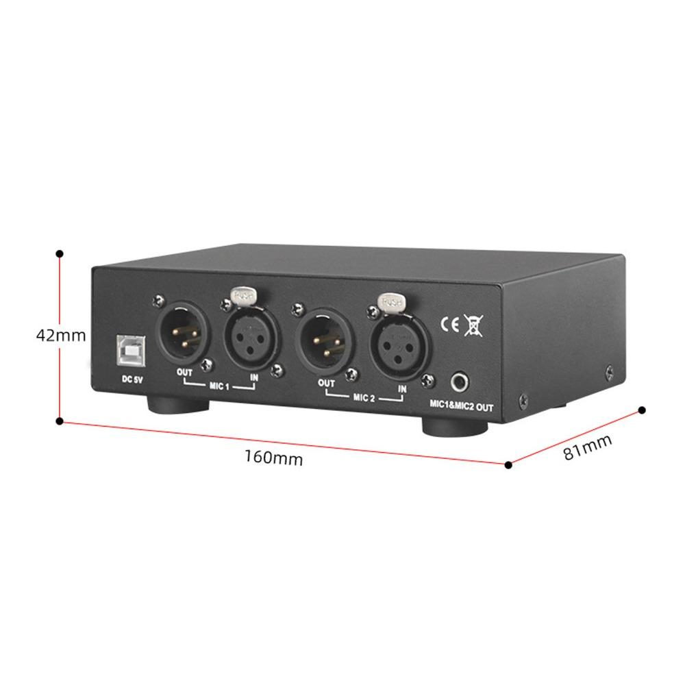 High Stability 48V Phantom Power Supply With XLR Cable 2 Channel  For Condenser Microphone