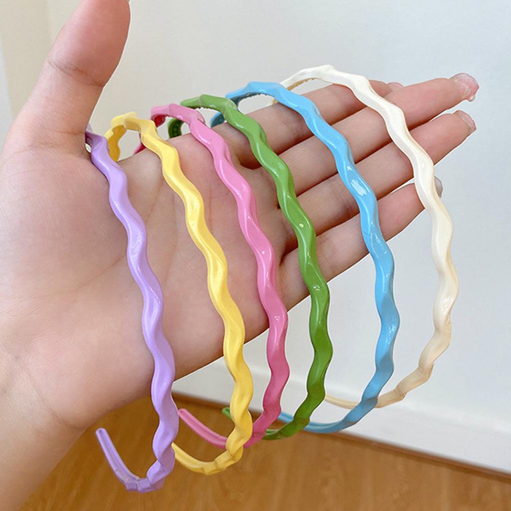Thin Headband Non Slip Candygirl HeadBands for Girl Wavy HeadBand for Kid Candy Color Headband Plastic Hair Hoop