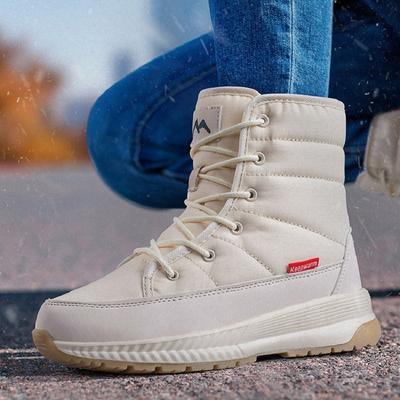 Женские высокие теплые зимние сапоги, утолщенные противоскользящие короткие хлопковые туфли без каблуков, плюшевые хлопковые сапоги в северо-восточном стиле