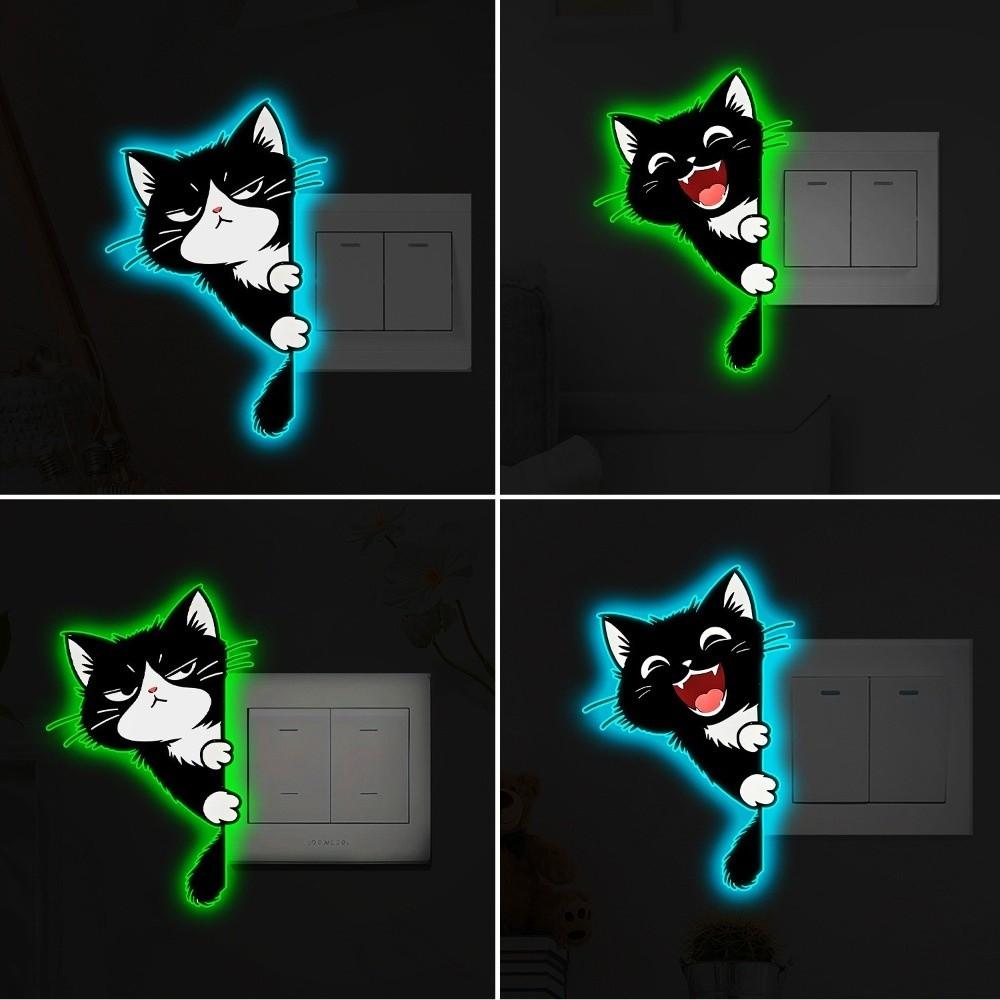 Self-Adhesive Cat Luminous Stickers Decorations Cat Switch Sticker Entrance Decoration