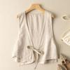 Summer Linen Vest Literary Retro Cotton and Linen Vest Vest Outer Top Women's Loose Design Vest