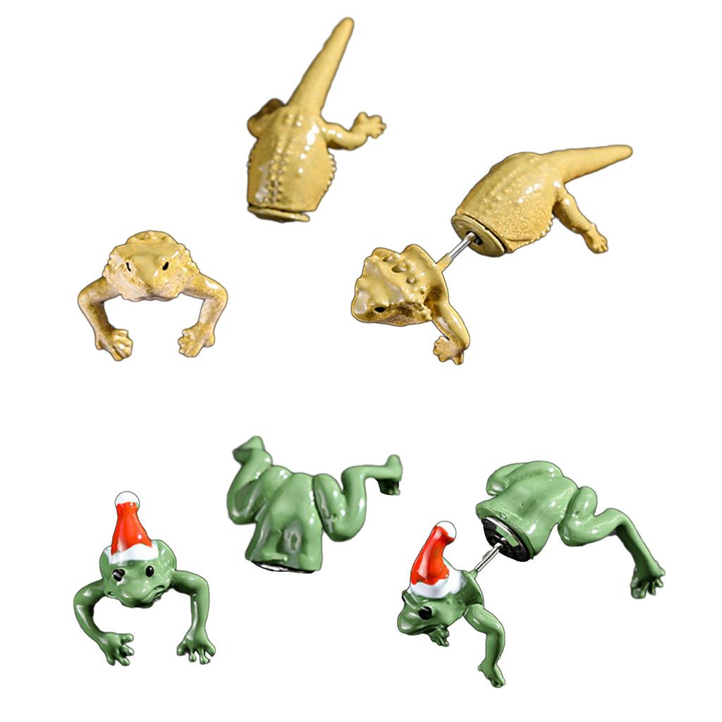 Stylish 3D Lizard Earrings Punk Rock Ear Studs Versatile Animal Themed Accessory Jewelry for Fashion Enthusiasts