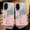 Letter A Z Phone Cases For Huawei Honor 400 200 Lite 200 Pro X9a X9c X8a Magic7 Lite Cover Pink Flowers Silicone Fundas Bumper