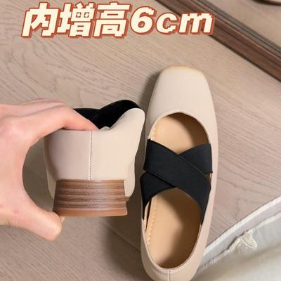 Версия из овчины~ Летние новые туфли-балетки с маленькой внутренней высотой, с мелким вырезом, женские, во французском ретро-стиле, с перекрестным ремешком, одинарные