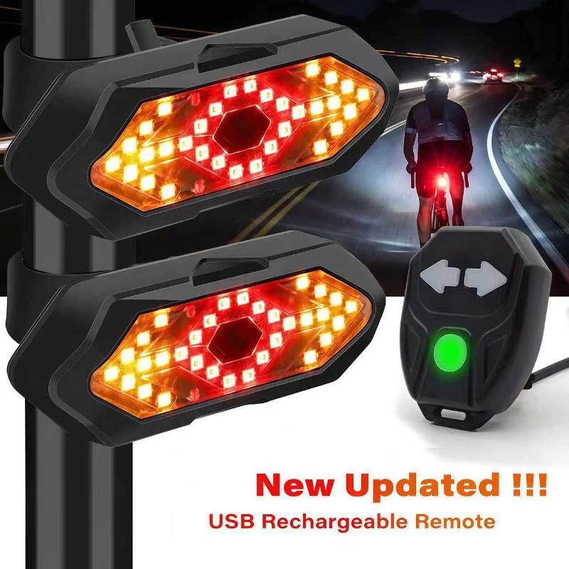 USB Rechargeable Wireless Remote Control Bicycle Tail Light Turn Signal LED Rear Light for Road Mountain Bike Riders